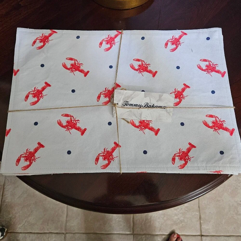 4 NWT RARE TOMMY BAHAMA SUMMER LOBSTER COASTAL OUTDOOR INDOOR PLACEMAT CHARGER